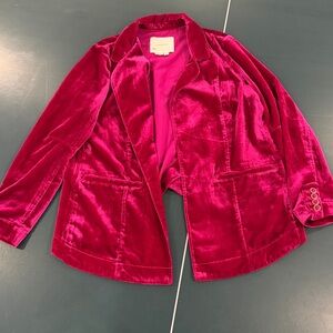 Anthropologie Fuchsia Velvet Blazer